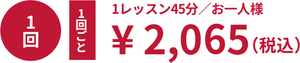 1レッスン45分／お一人様　¥ 2,065（税込）